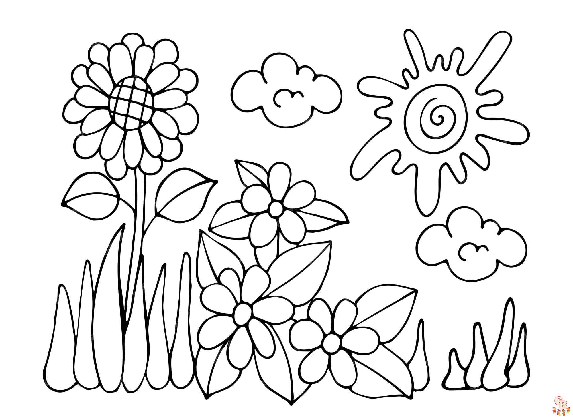 Free grass coloring pages for kids