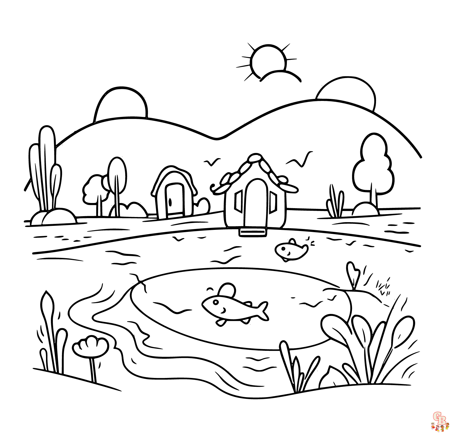 Free lake coloring pages for kids