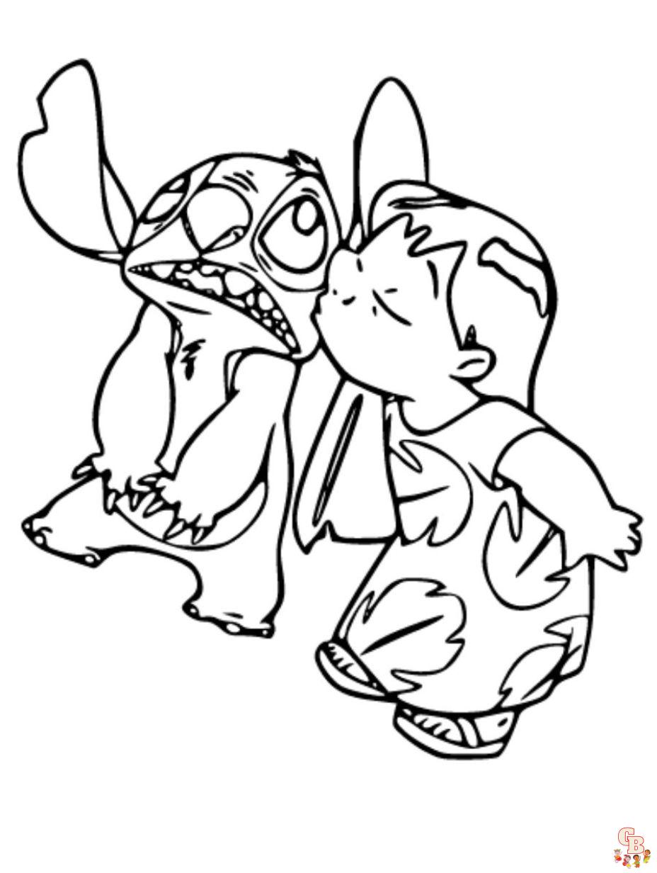 Lilo Kissing Stitch Coloring Pages