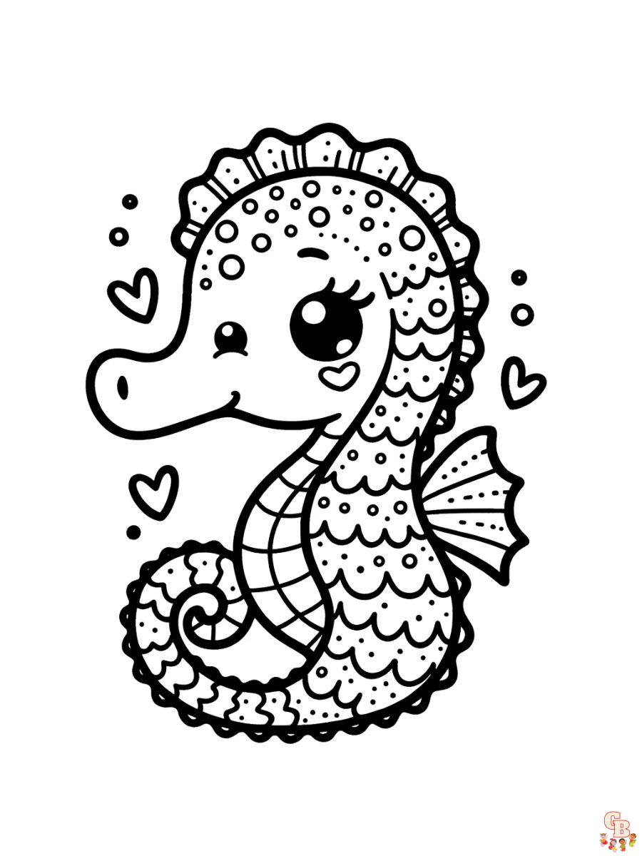 Lovely Seahorse Coloring Pages easy