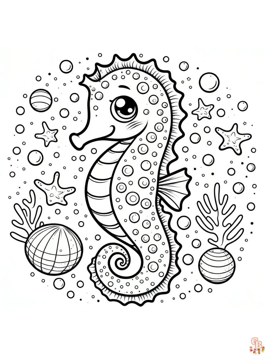 Lovely Seahorse Coloring Pages for kids