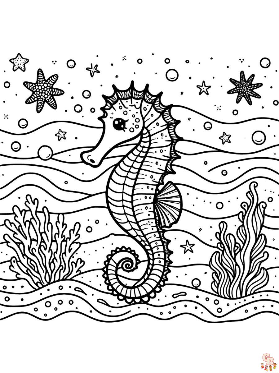 Lovely Seahorse Coloring Pages printable