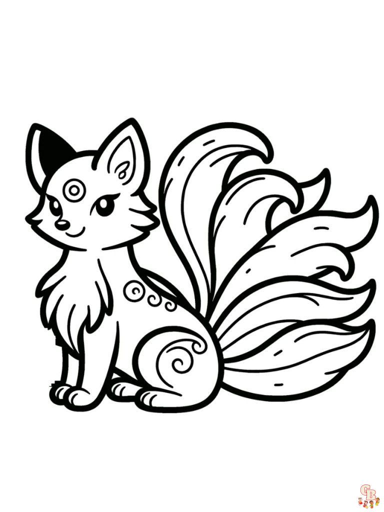 Entertaining Free Fox Coloring - Nine Tailed Fox Coloring To Print 768x1024