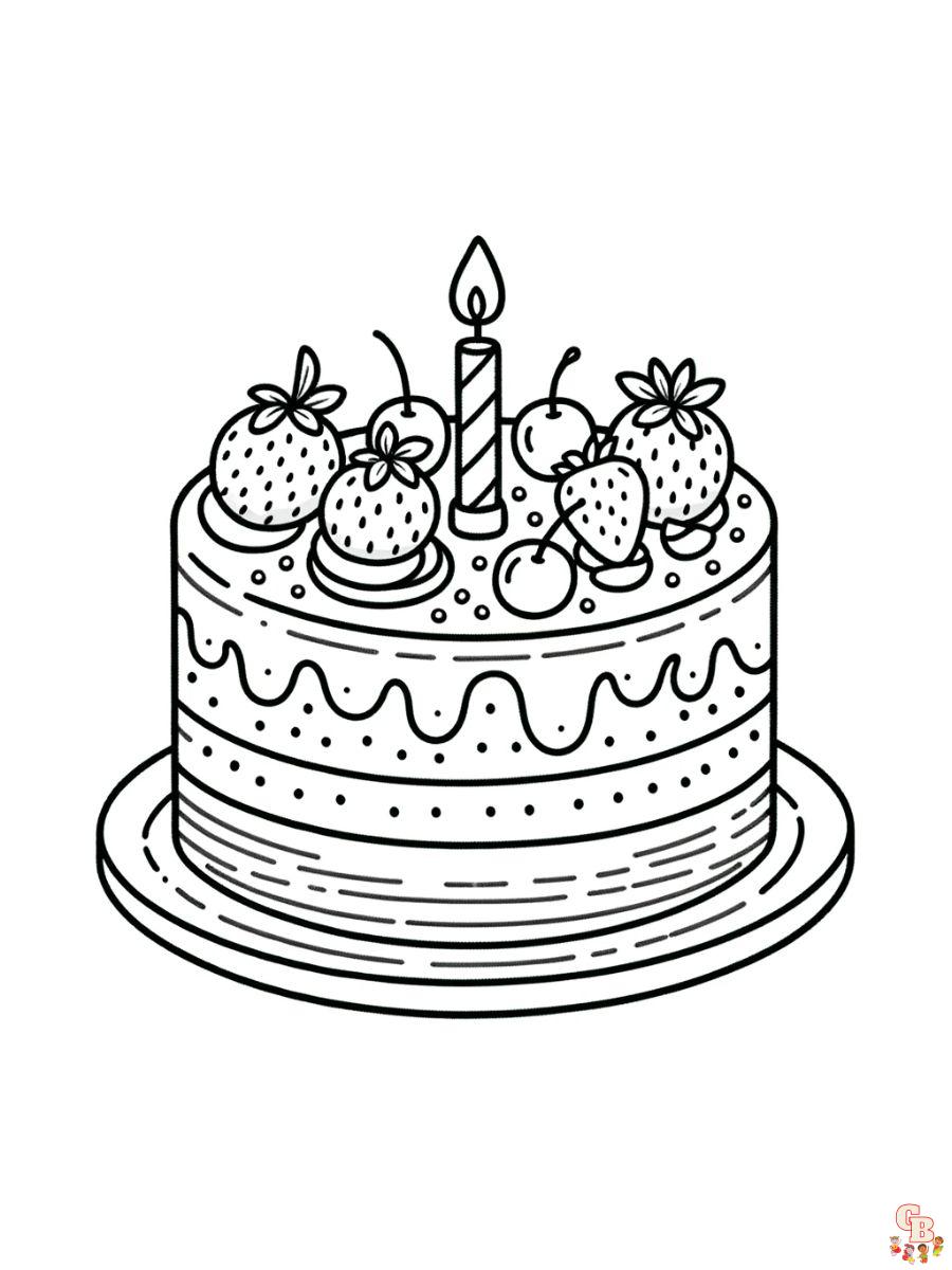 Printable Birthday Cake Coloring Pages