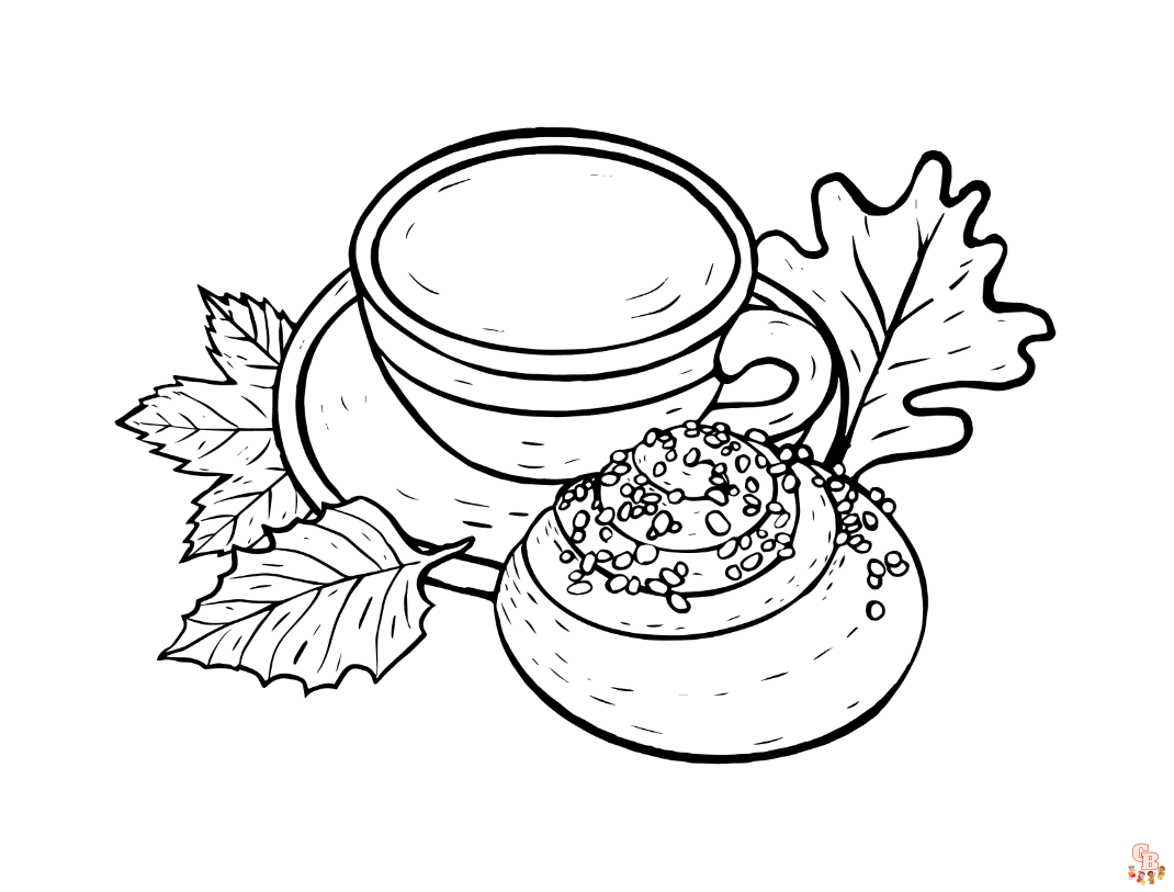 Printable Cinnamon roll coloring sheets