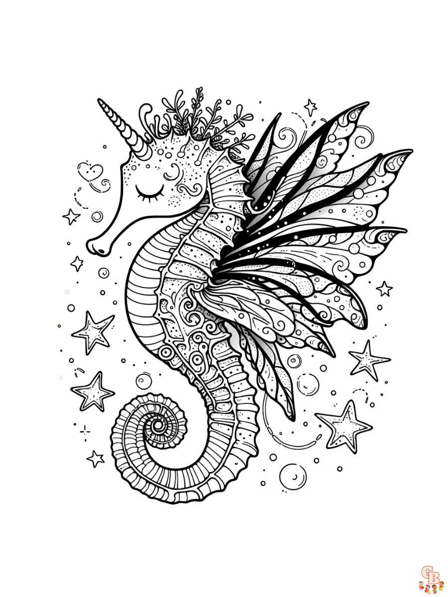 Printable Fairytail Seahorse Coloring Pages