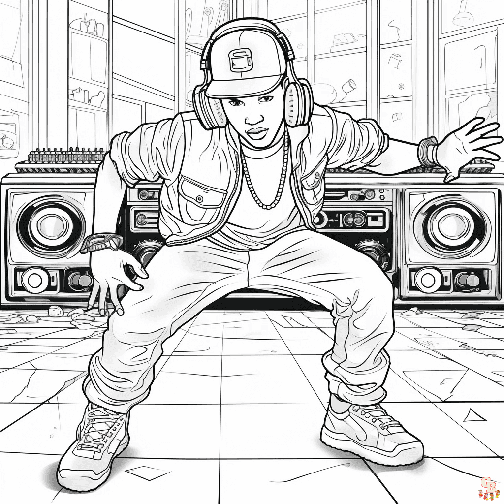 Printable Hip hop coloring sheets