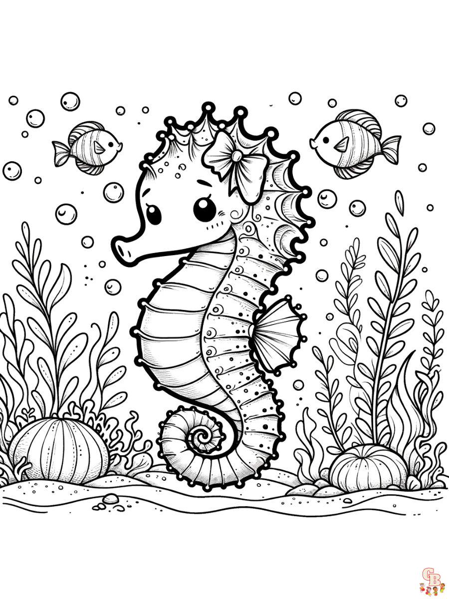 Printable Lovely Seahorse Coloring Pages