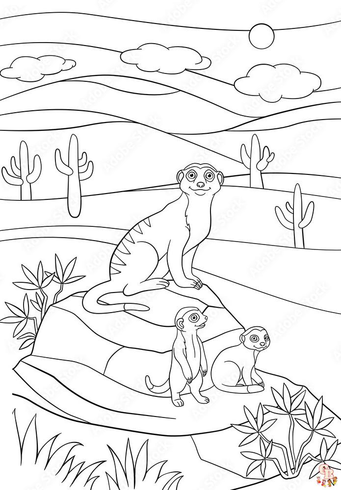 Printable Meerkat coloring sheets