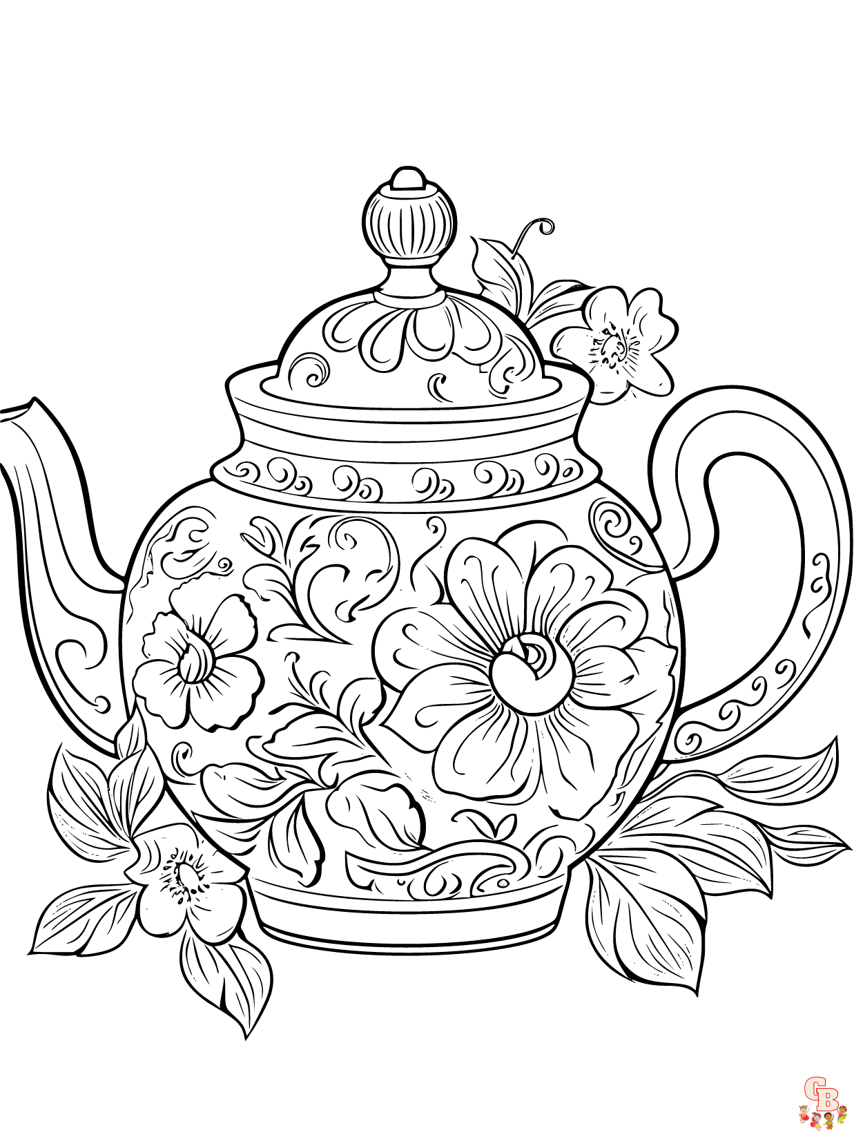 Printable Teapot coloring sheets