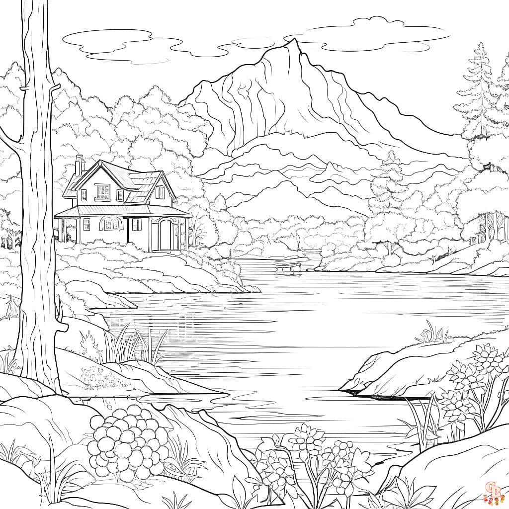 Printable lake coloring sheets