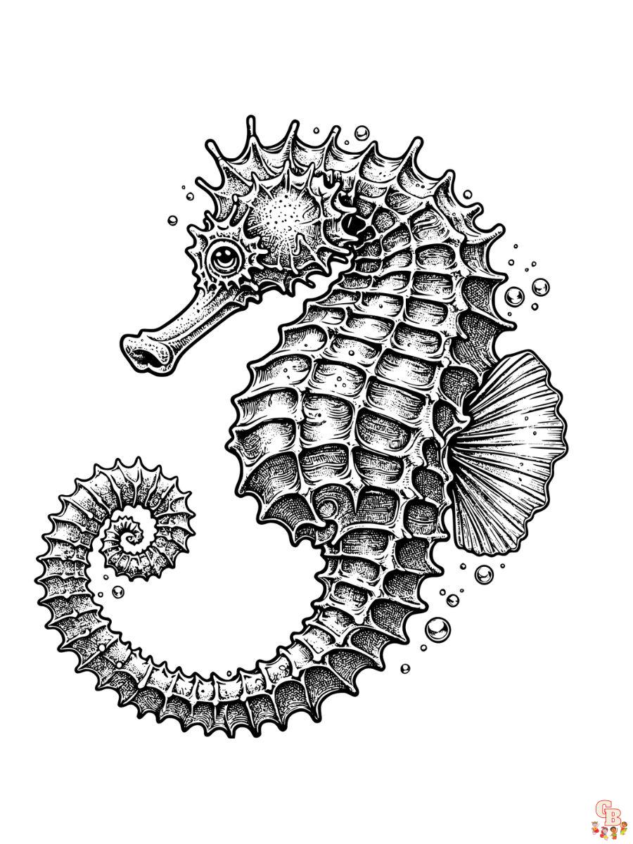 Realistic Seahorse Coloring Page