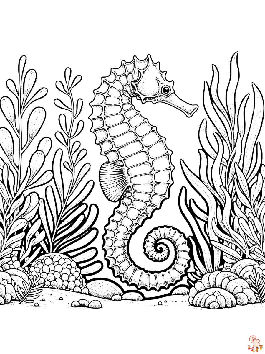 Realistic Seahorse Coloring Pages printable