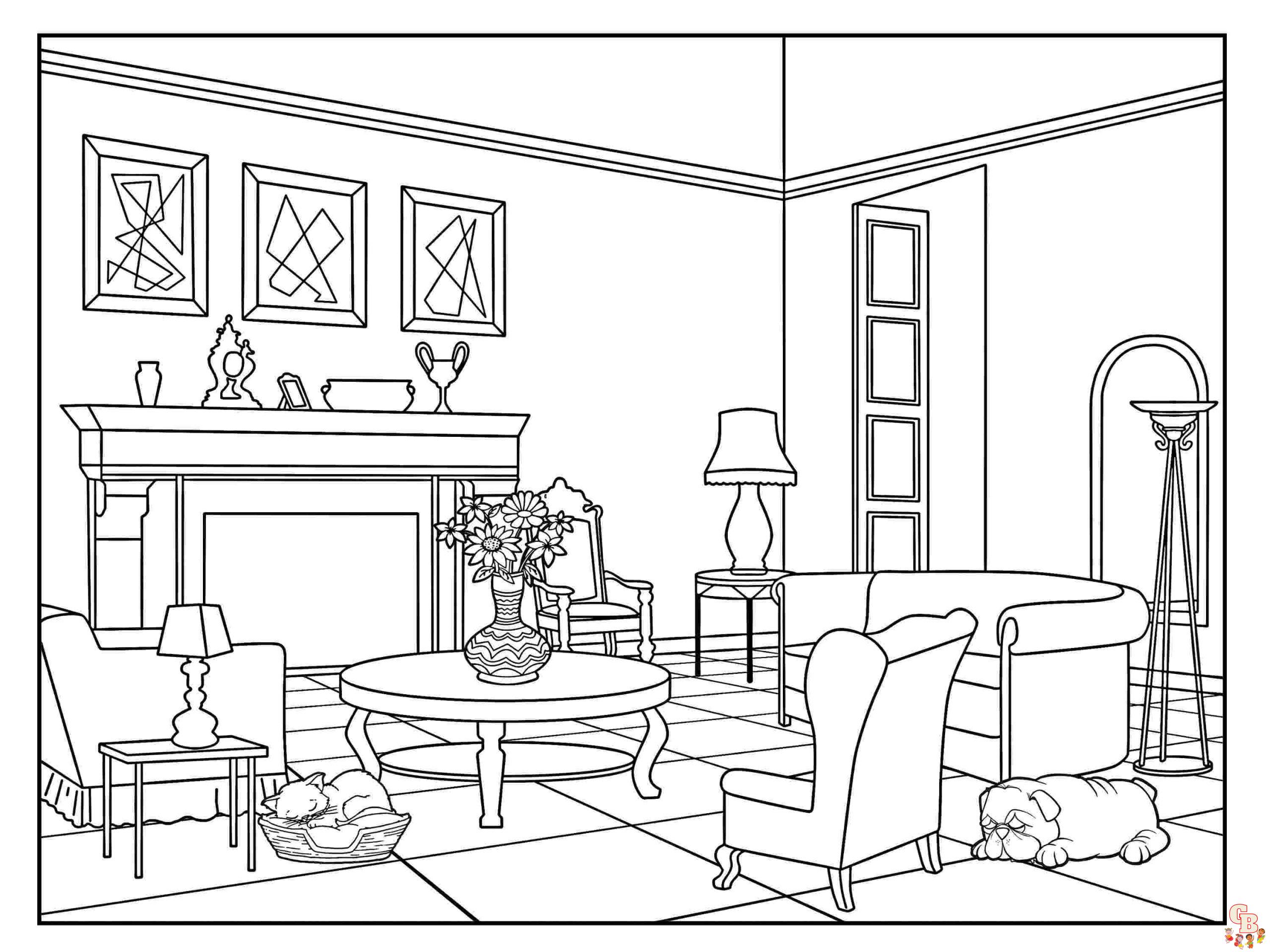 Room coloring pages to print