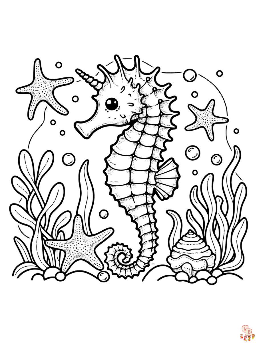 Seahorse with Horn Coloring Page