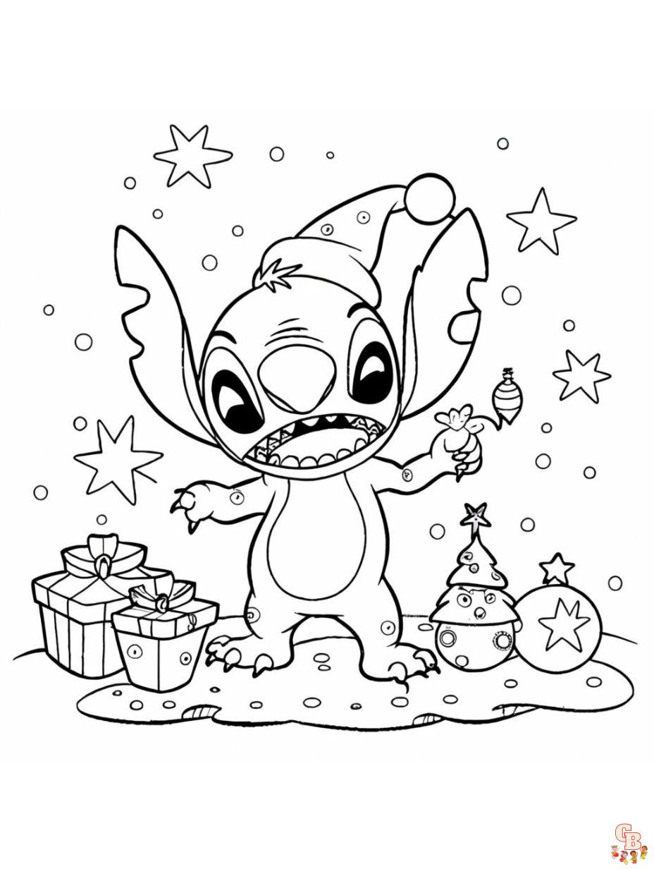 Stitch Christmas Coloring Pages