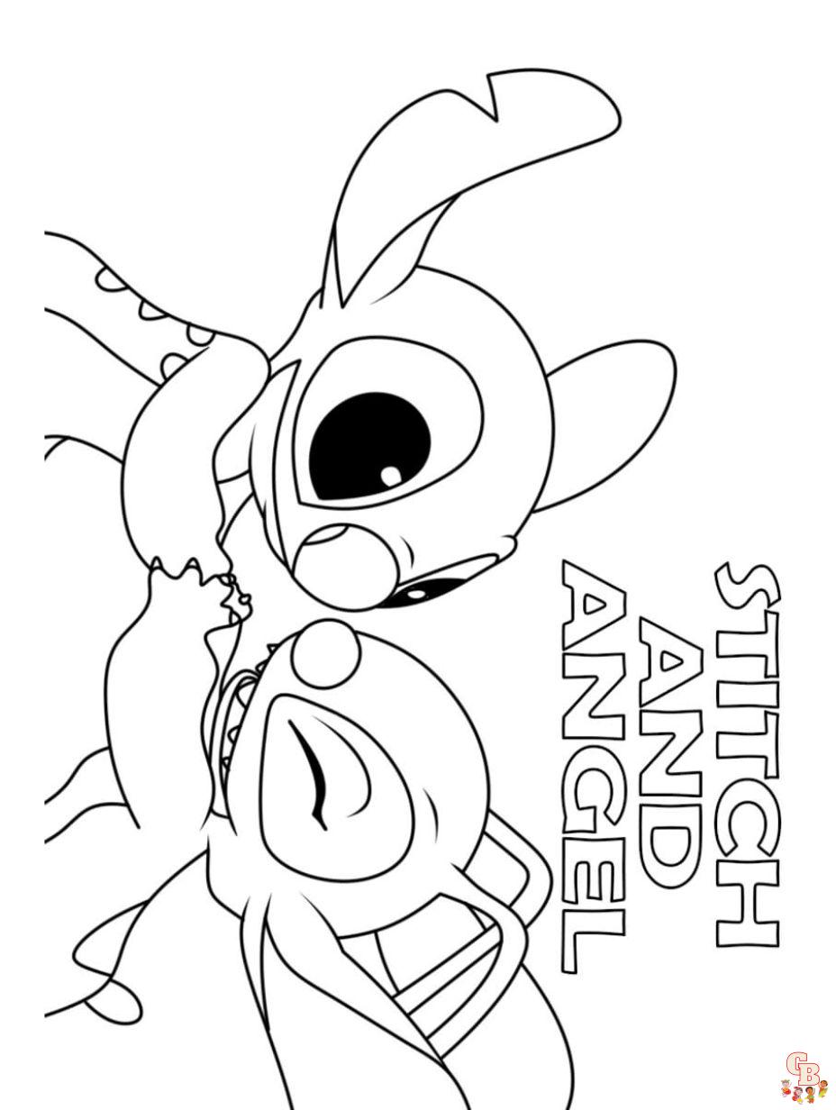 Stitch and Angel Coloring Pages