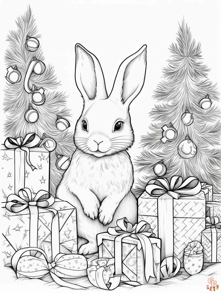 baby christmas bunny coloring page