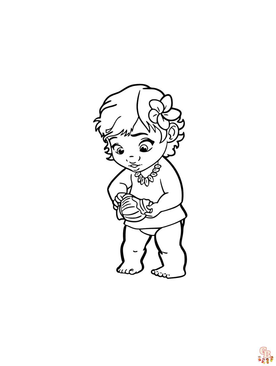 baby moana coloring pages cute