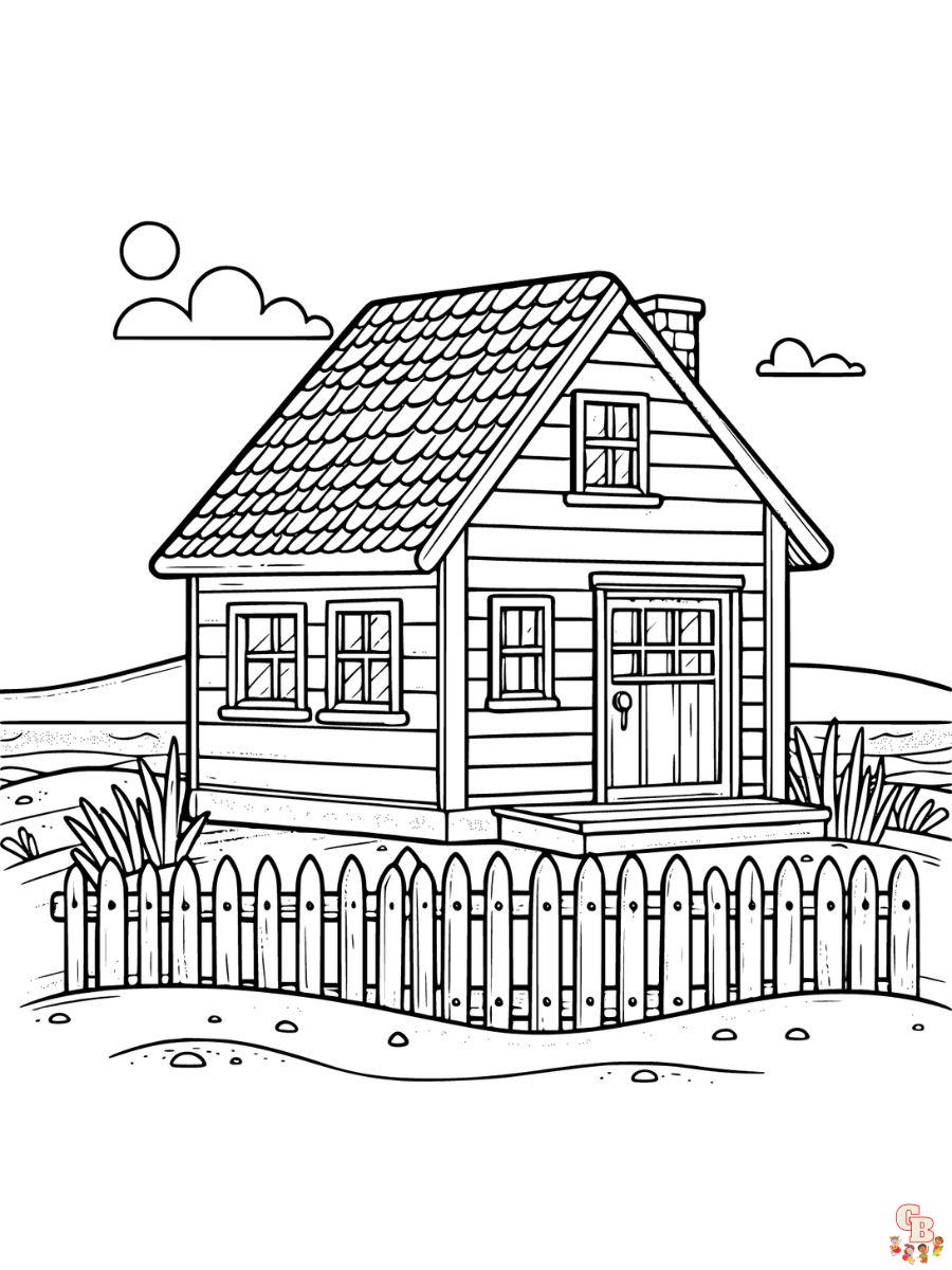 beach house coloring page