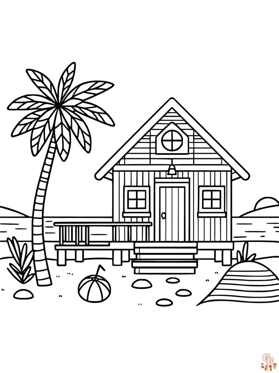 beach house coloring pages easy