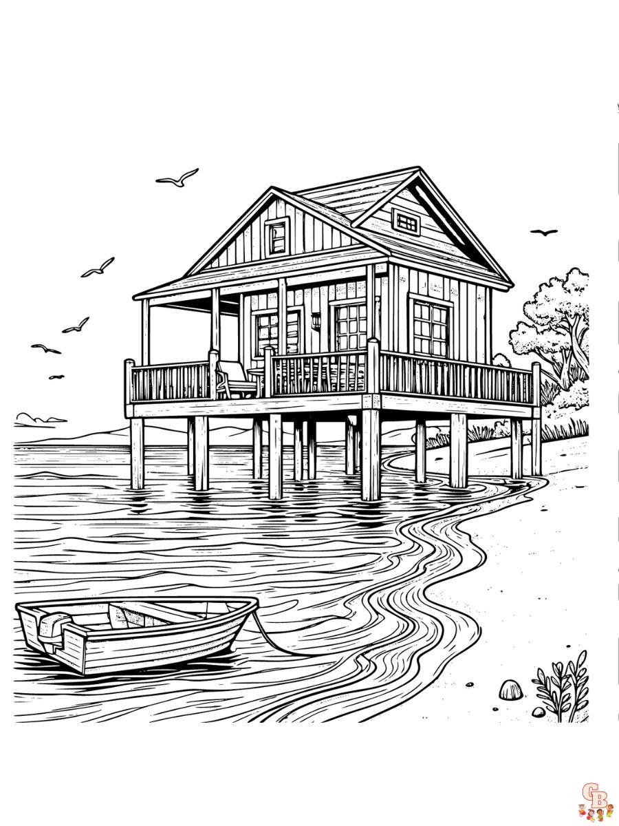 beach house coloring pages free