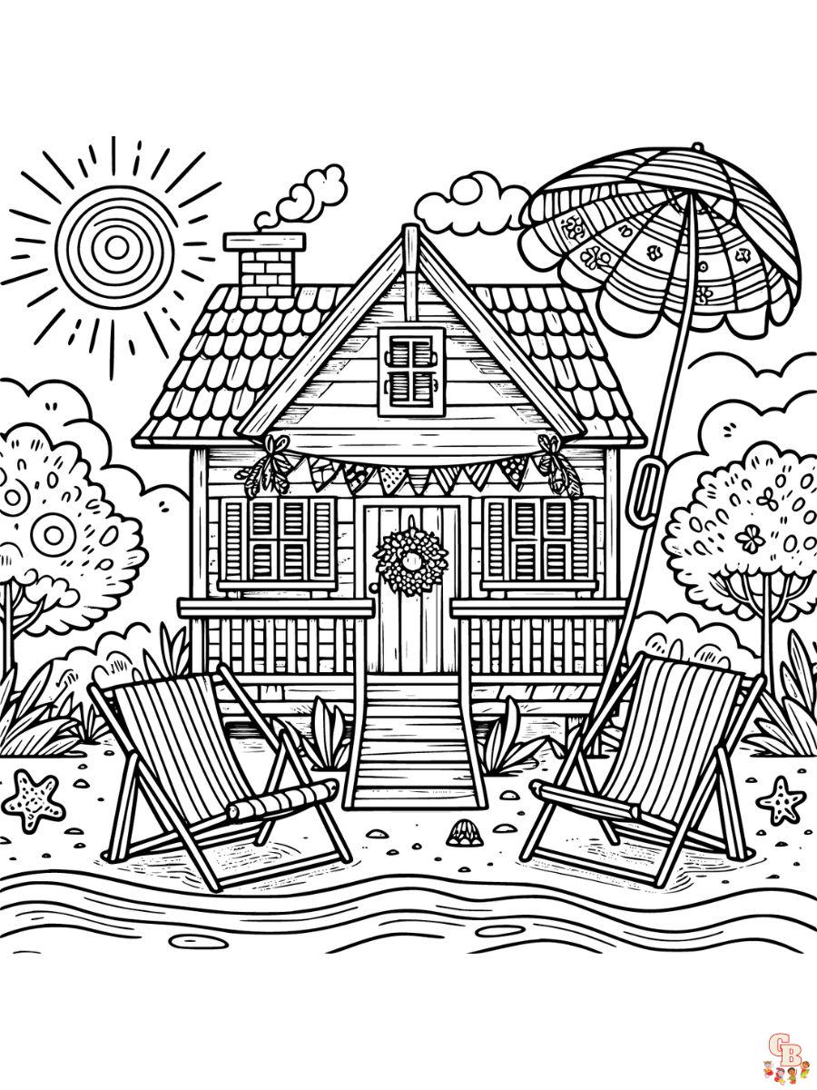 beach house coloring pages to print