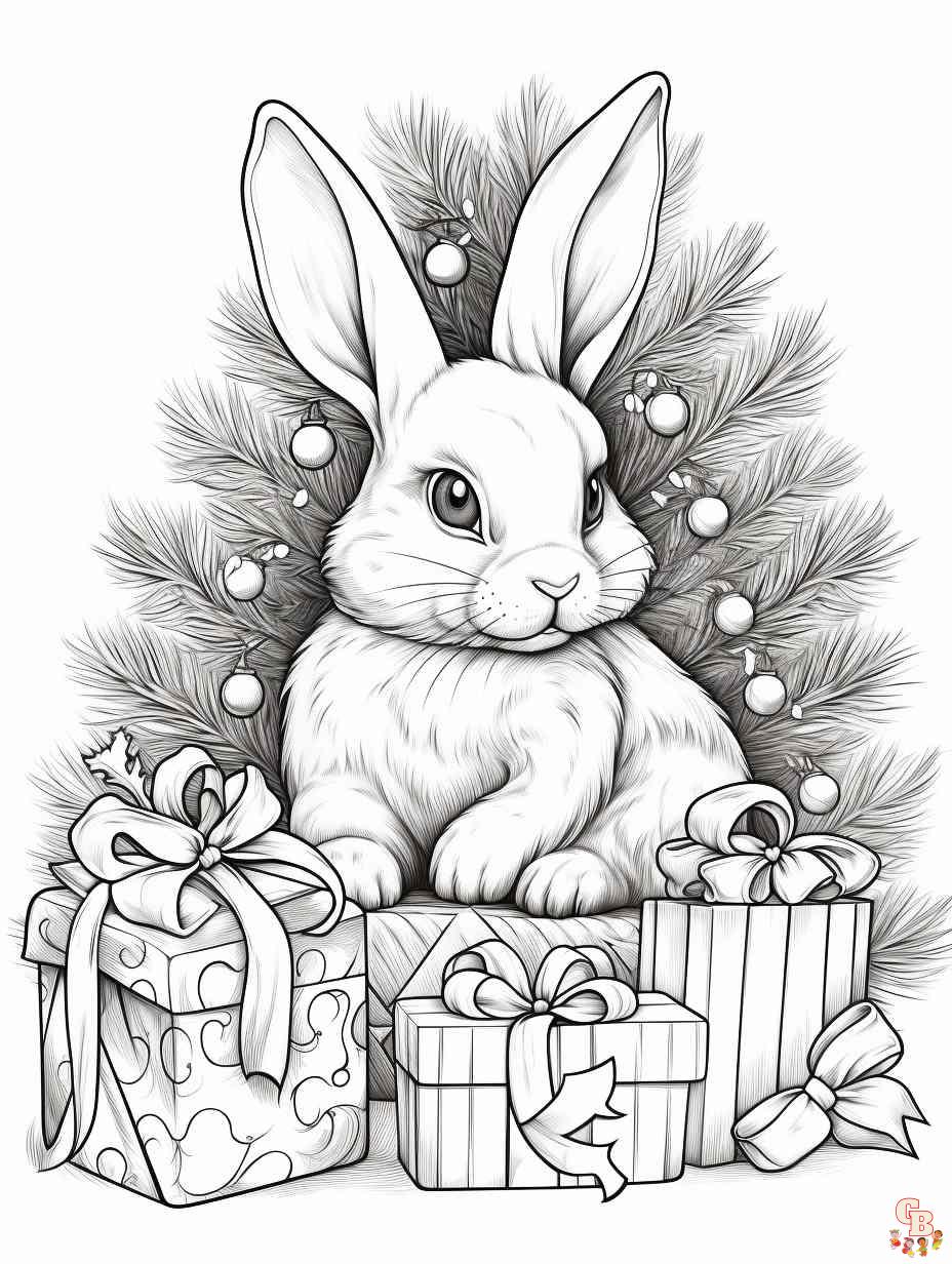 bunny christmas coloring page