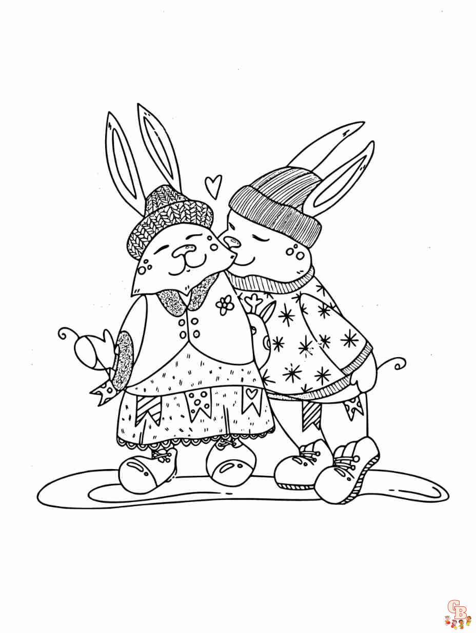 christmas bunny coloring page