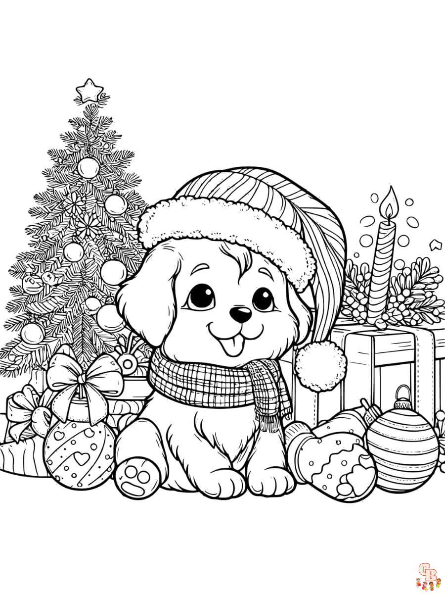 christmas coloring pages puppies