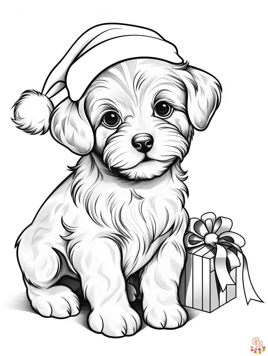 christmas coloring pages puppy