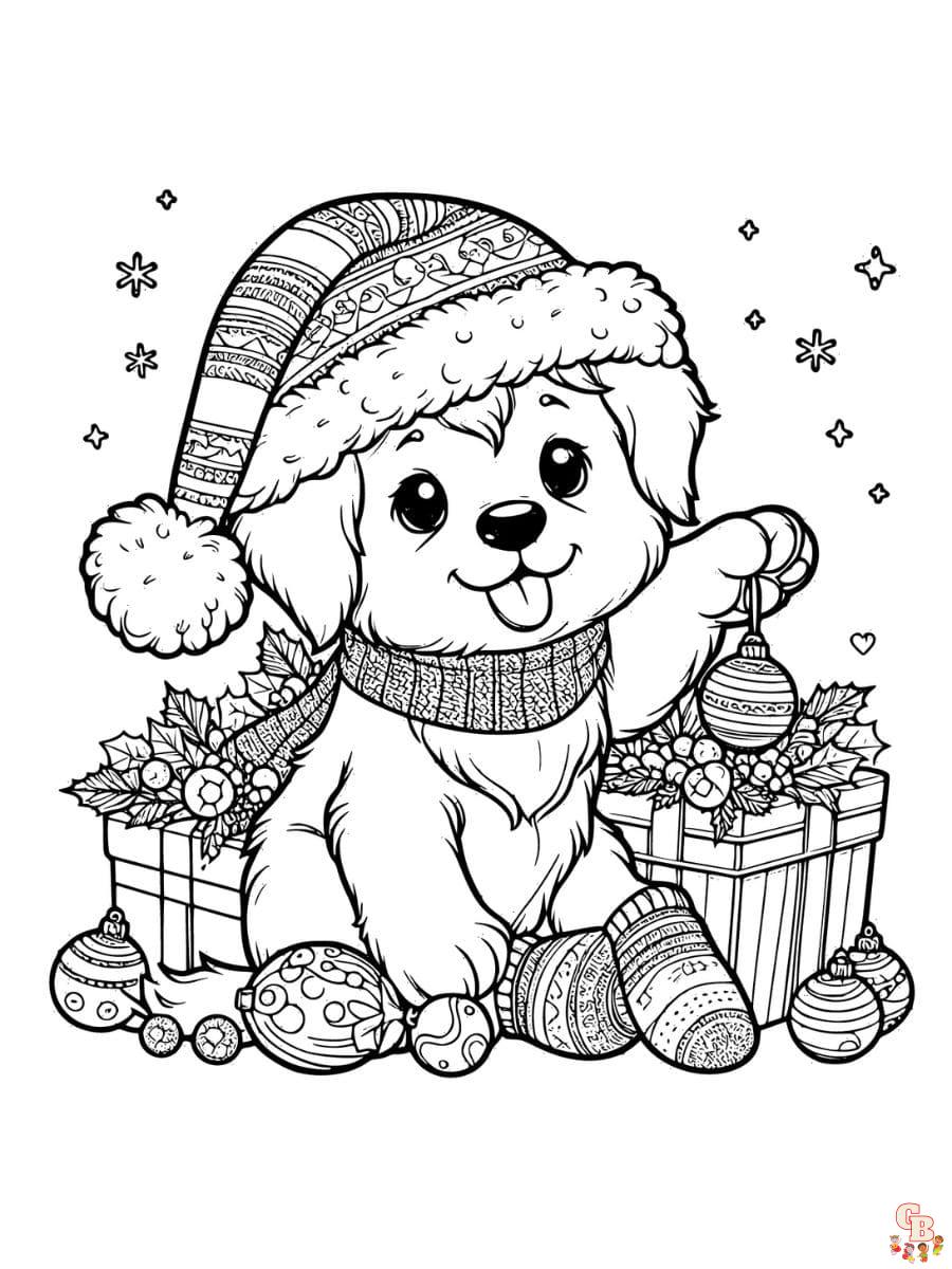 christmas coloring pages puppy