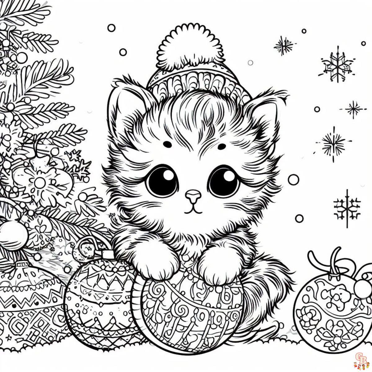 christmas kitten with balls