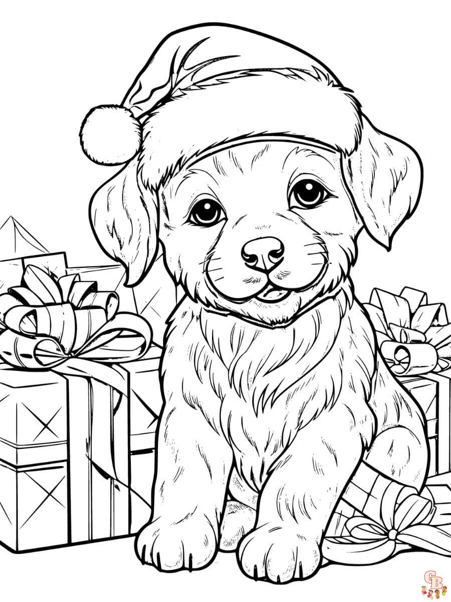 christmas puppies coloring pages