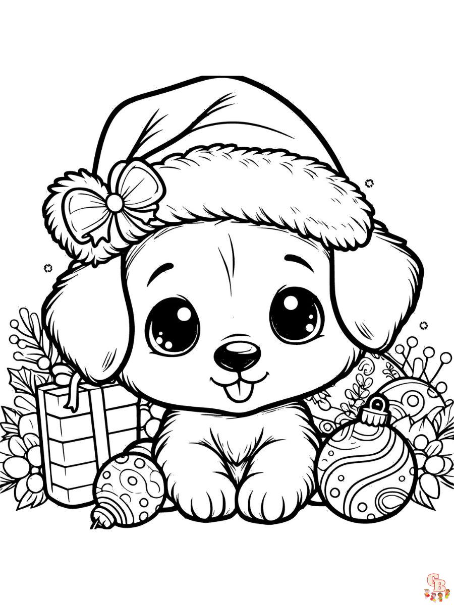 christmas puppy coloring page