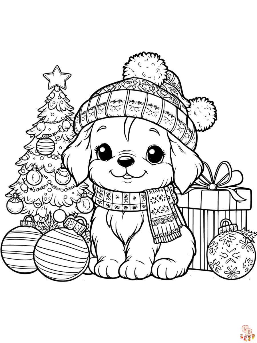 christmas puppy coloring pages