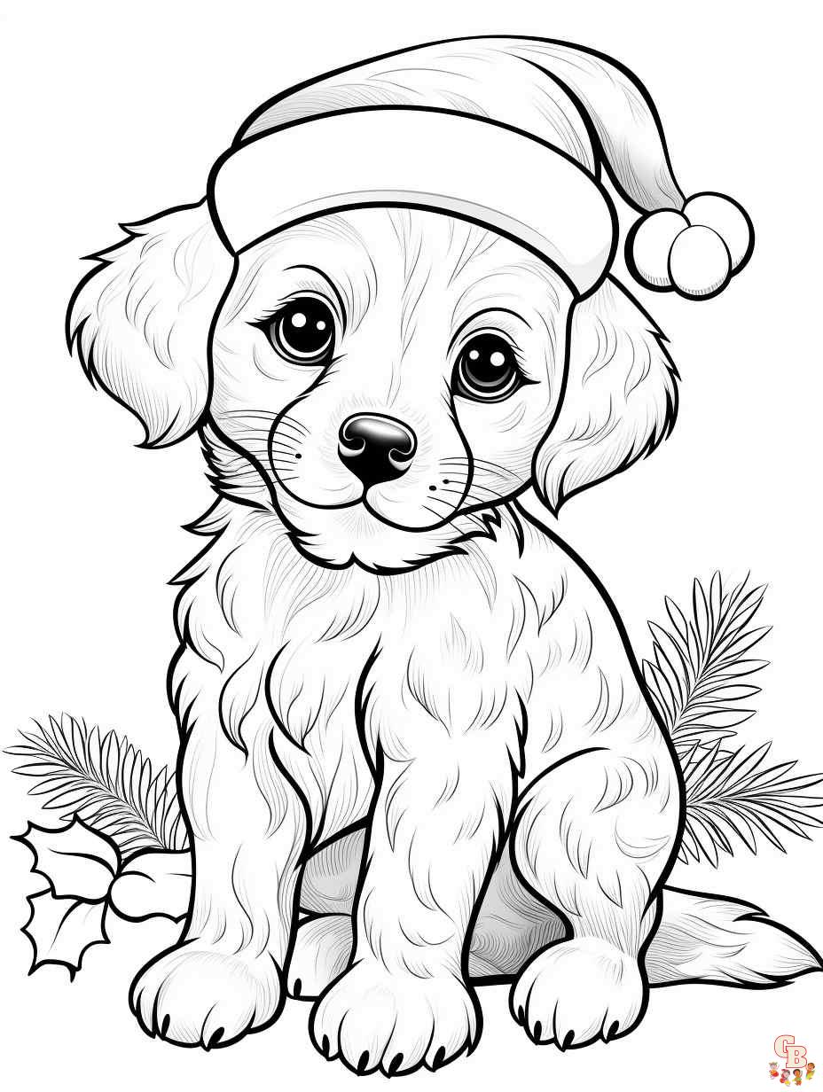 christmas puppy coloring pages printable