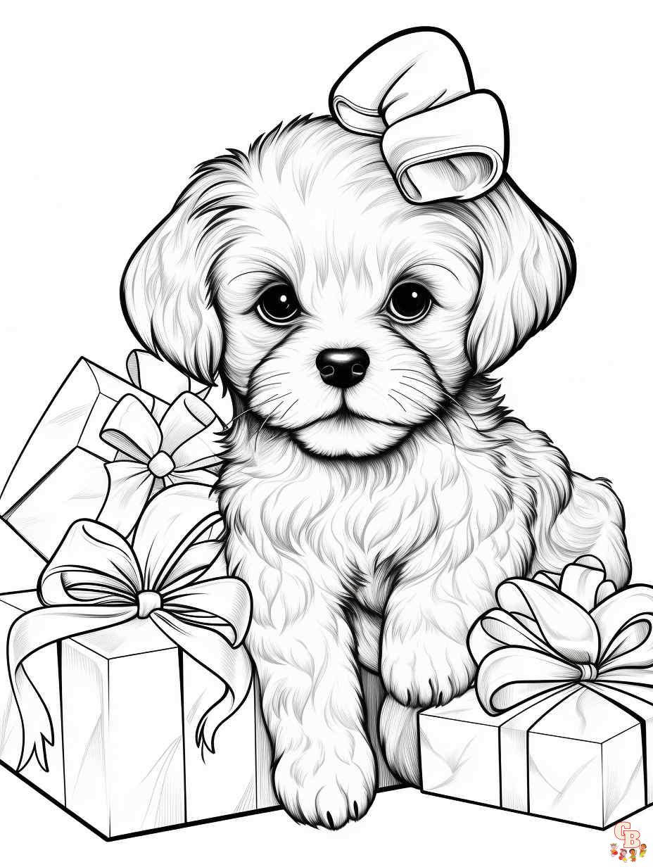 christmas puppy coloring pages to print