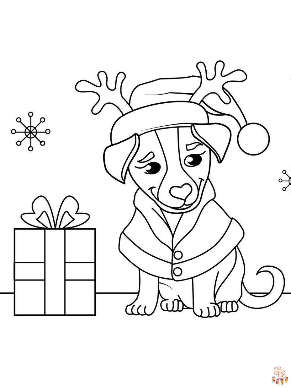 christmas puppy coloring pages