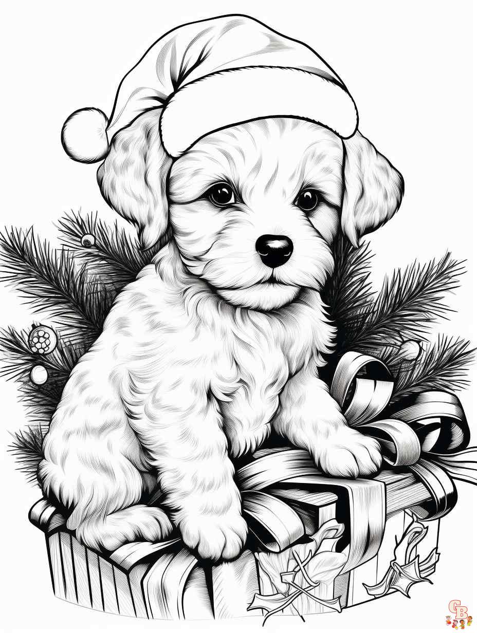 christmas puppy printable coloring pages