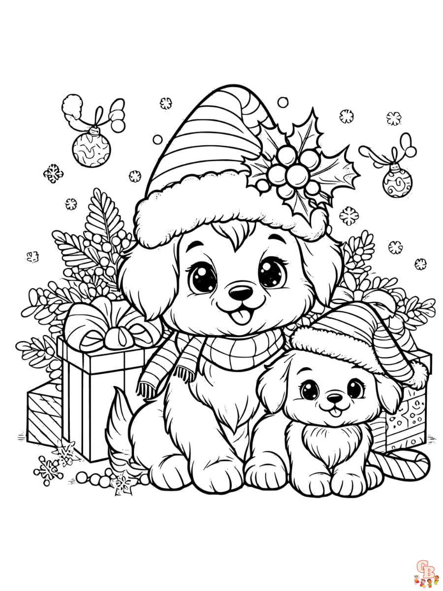 coloring pages christmas puppies