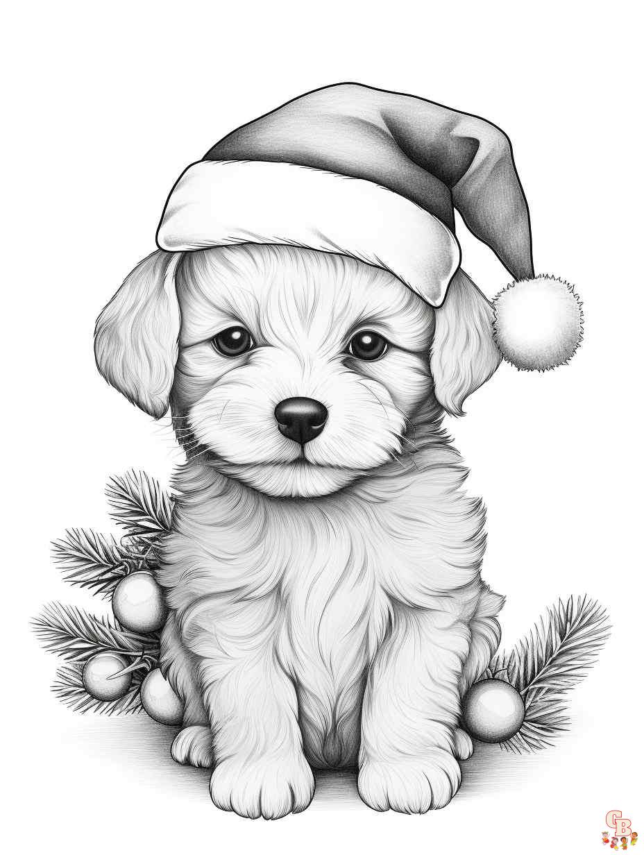 coloring pages christmas puppy