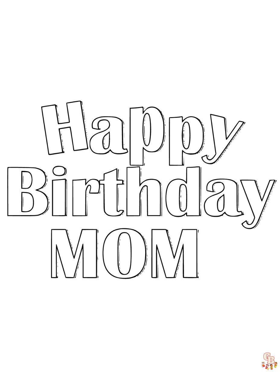 coloring pages happy birthday mom