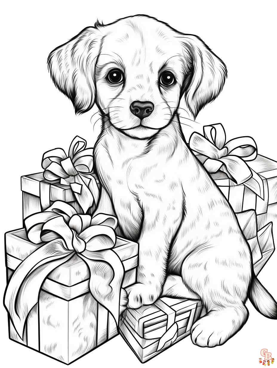 cute christmas puppy coloring pages