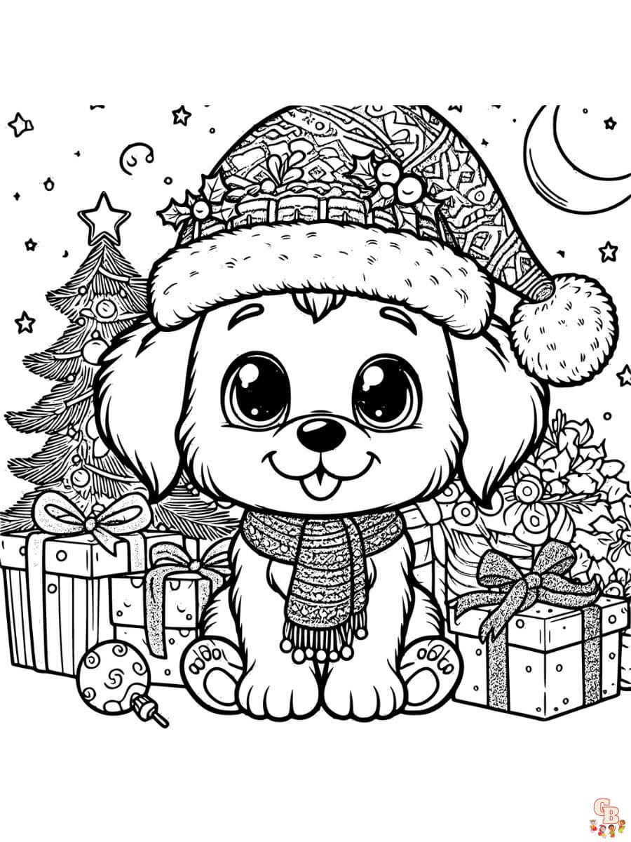 cute christmas puppy coloring pages