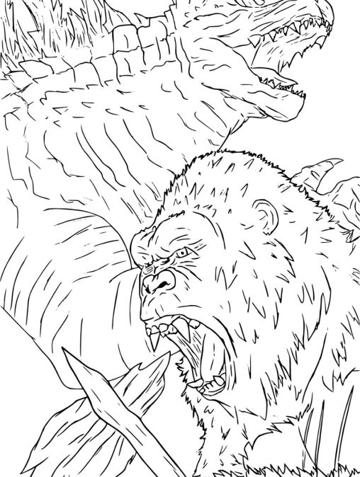 Get Roaring with Free Godzilla - Godzilla Vs Kong Coloring Pages 508x674