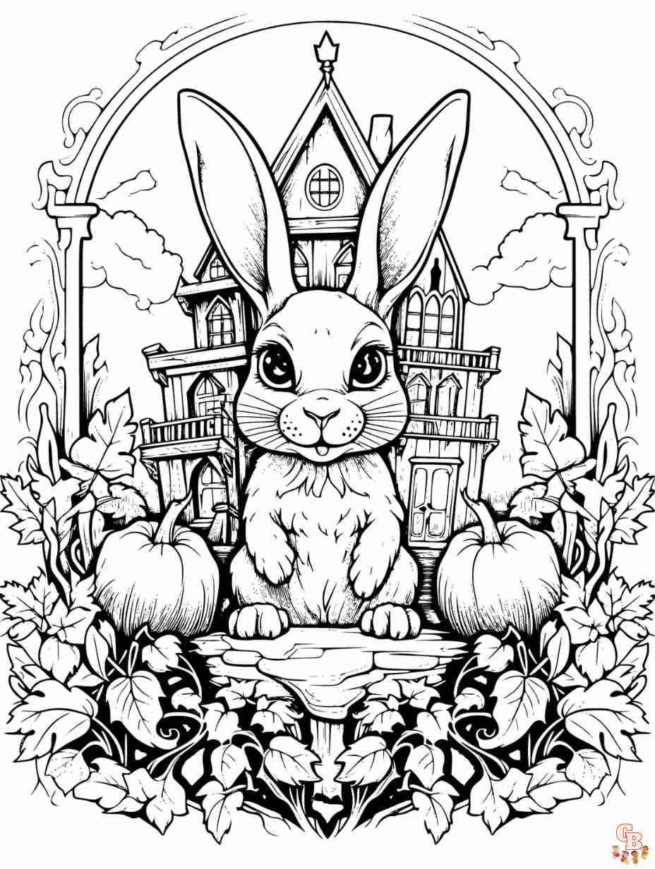 halloween bunny coloring page