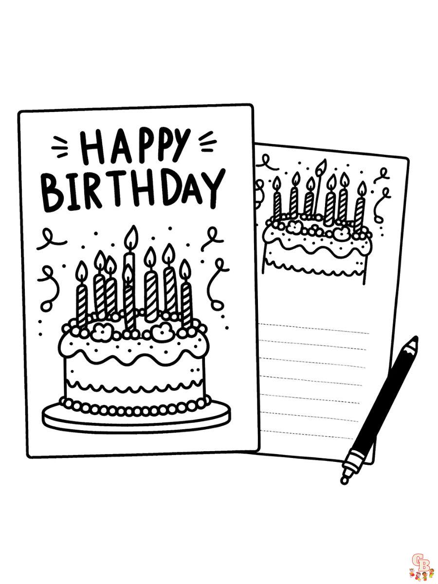 happy birthday card coloring page