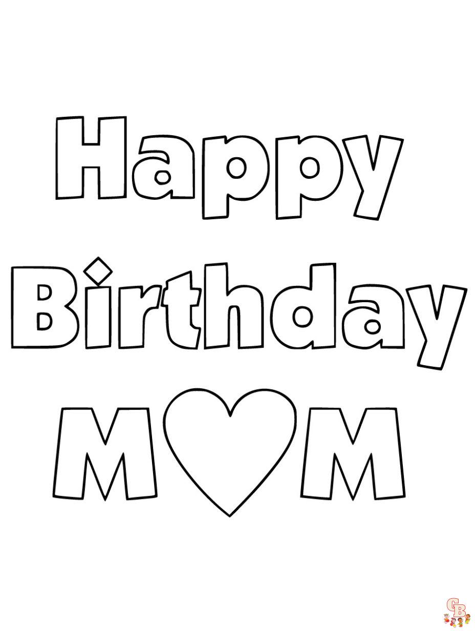 happy birthday mom coloring page