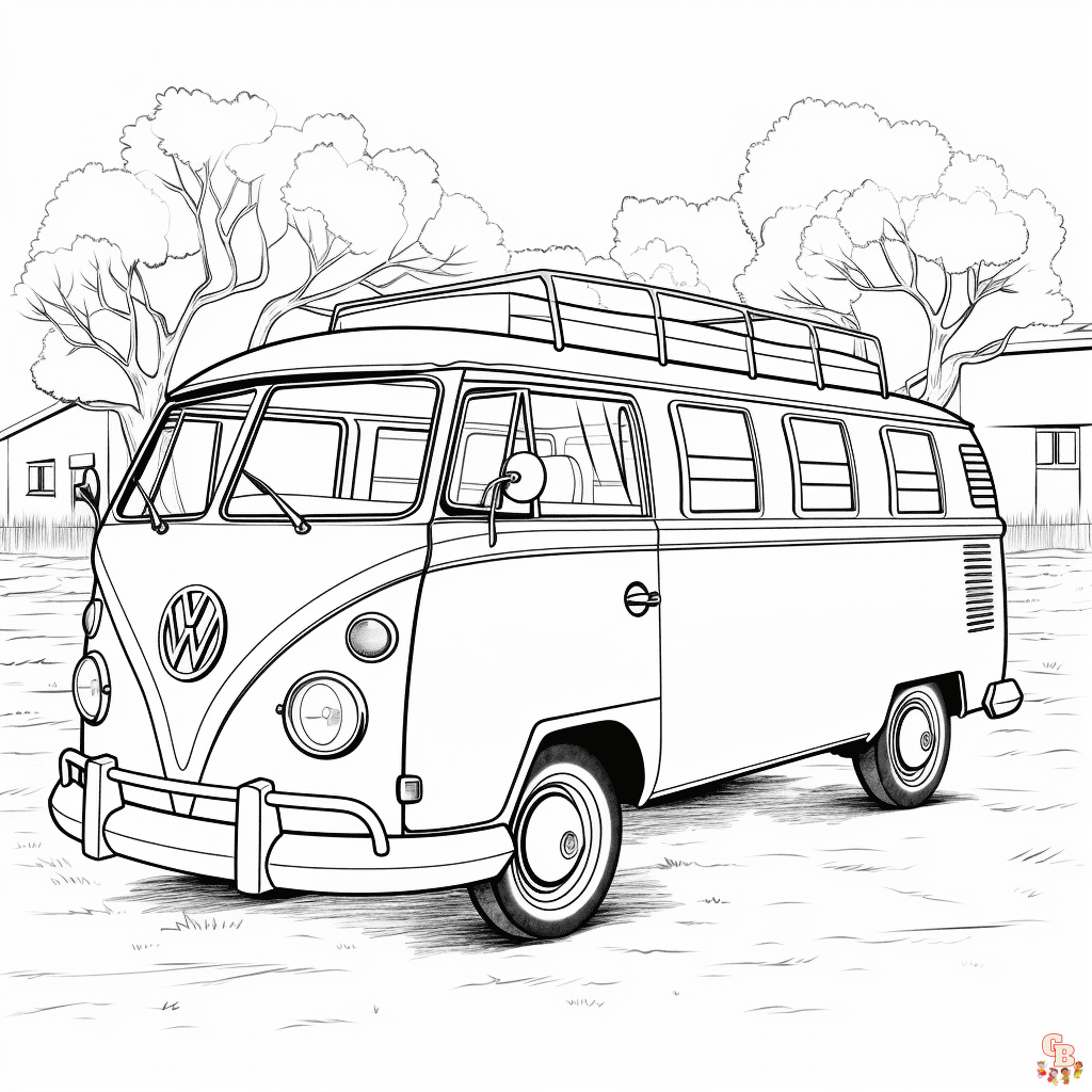 hippie van coloring page